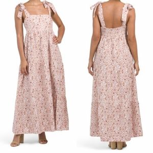 House of Harlow 1960 | Linen Floral Tie Strap Maxi Dress